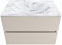 Mondiaz VICA-DLUX 70cm badmeubel onderkast Linen 2 lades. Inbouw wastafel CLOUD midden 1 kraangat kleur Glace. - Thumbnail 2