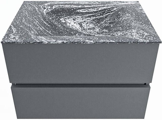 Mondiaz VICA-DLUX 70cm badmeubel onderkast Plata 2 lades. Inbouw wastafel CLOUD midden 1 kraangat kleur Lava.