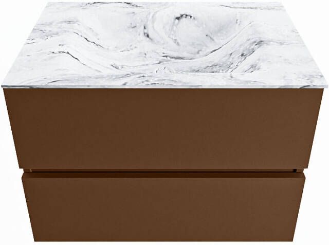 Mondiaz Vica Dlux badmeubel 70cm Rust Cloud wastafel Glace midden zonder kraangat