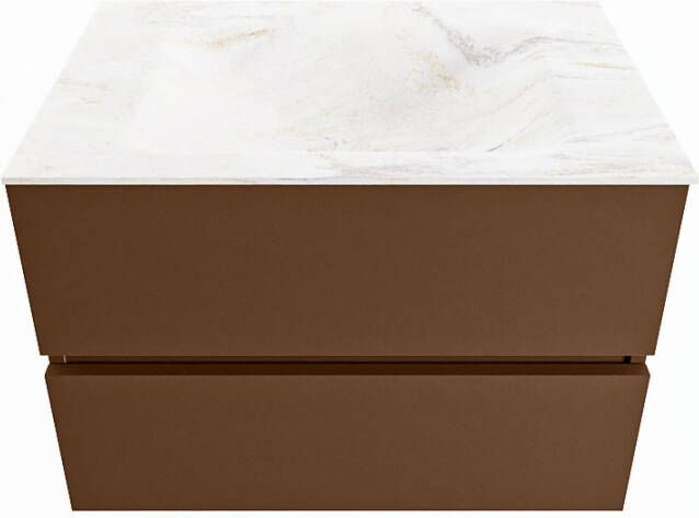 Mondiaz Vica Dlux badmeubel 70cm Rust Cloud wastafel Ostra midden zonder kraangat