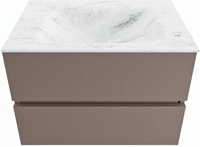 Mondiaz Vica Dlux badmeubel 70cm Smoke Cloud wastafel Opalo midden met 1 kraangat