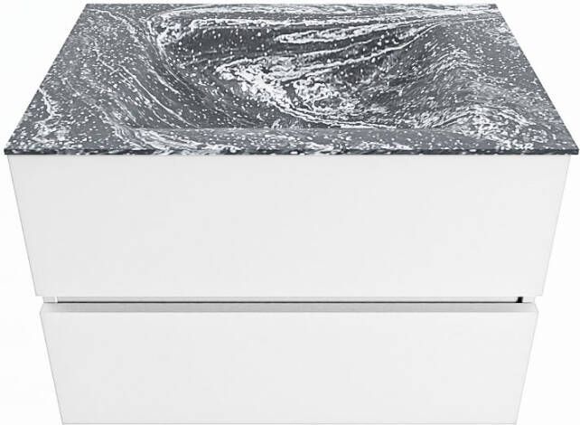 Mondiaz VICA-DLUX 70cm badmeubel onderkast Talc 2 lades. Inbouw wastafel CLOUD midden 1 kraangat kleur Lava.