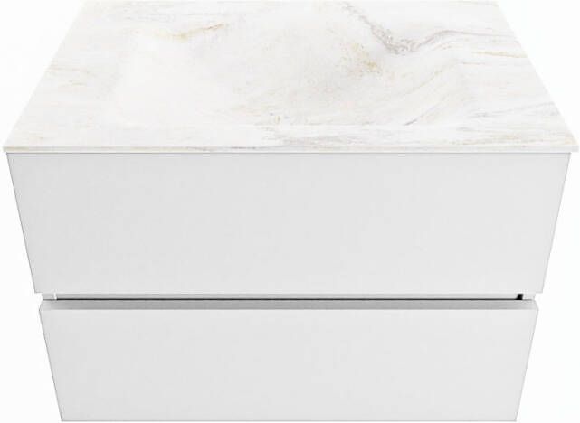 Mondiaz VICA-DLUX 70cm badmeubel onderkast Talc 2 lades. Inbouw wastafel CLOUD midden 1 kraangat kleur Ostra.