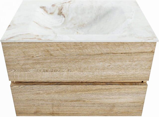 Mondiaz Vica Dlux badmeubel 70cm Washed Oak Cloud wastafel Frappe midden met 1 kraangat