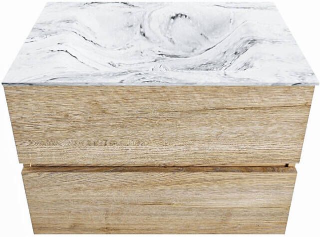 Mondiaz Vica Dlux badmeubel 70cm Washed Oak Cloud wastafel Glace midden met 1 kraangat