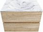 Mondiaz VICA-DLUX 70cm badmeubel onderkast Washed Oak 2 lades. Inbouw wastafel CLOUD midden 1 kraangat kleur Glace. - Thumbnail 2