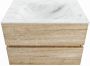 Mondiaz VICA-DLUX 70cm badmeubel onderkast Washed Oak 2 lades. Inbouw wastafel CLOUD midden 1 kraangat kleur Opalo. - Thumbnail 2