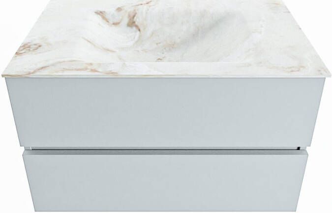 Mondiaz VICA-DLUX 80cm badmeubel onderkast Clay 2 lades. Inbouw wastafel CLOUD midden 1 kraangat kleur Frappe.