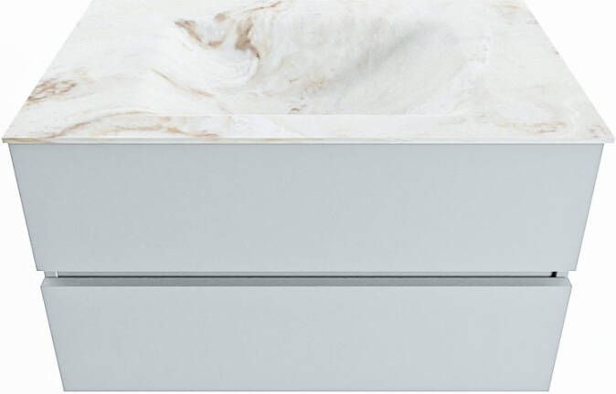 Mondiaz VICA-DLUX 80cm badmeubel onderkast Clay 2 lades. Inbouw wastafel CLOUD midden zonder kraangat kleur Frappe. - Foto 2