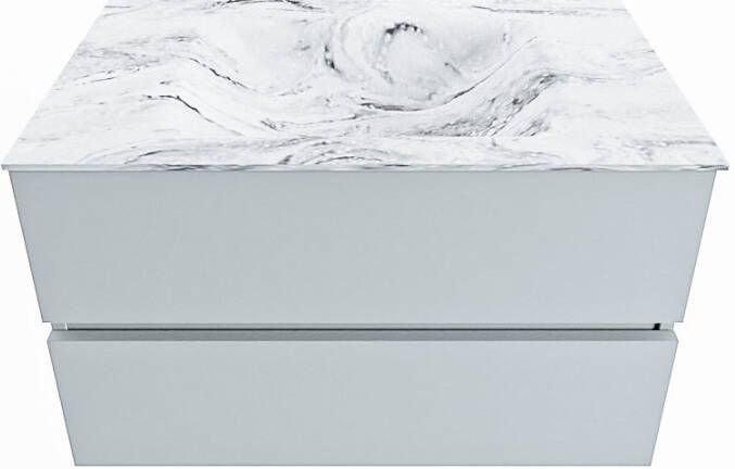 Mondiaz VICA-DLUX 80cm badmeubel onderkast Clay 2 lades. Inbouw wastafel CLOUD midden 1 kraangat kleur Glace.