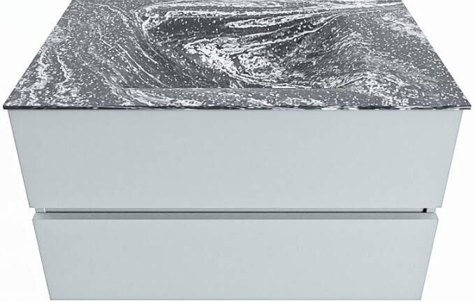 Mondiaz VICA-DLUX 80cm badmeubel onderkast Clay 2 lades. Inbouw wastafel CLOUD midden 1 kraangat kleur Lava.