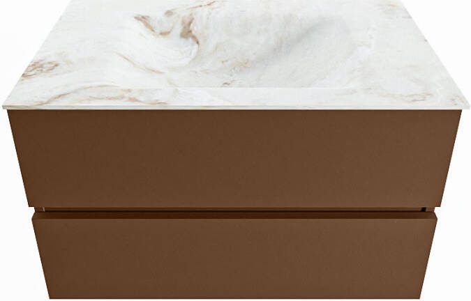 Mondiaz Vica Dlux badmeubel 80cm Rust Cloud wastafel Frappe midden met 1 kraangat