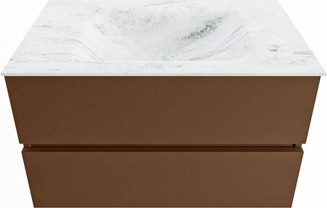 Mondiaz Vica Dlux badmeubel 80cm Rust Cloud wastafel Opalo midden met 1 kraangat