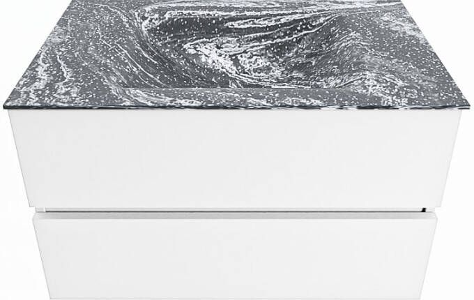 Mondiaz VICA-DLUX 80cm badmeubel onderkast Talc 2 lades. Inbouw wastafel CLOUD midden zonder kraangat kleur Lava.