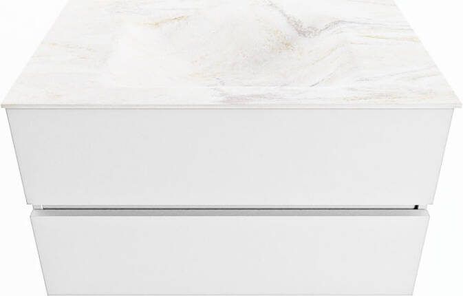 Mondiaz Vica Dlux badmeubel 80cm Talc Cloud wastafel Ostra midden met 1 kraangat