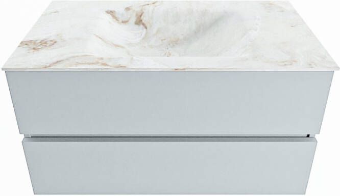 Mondiaz Vica Dlux badmeubel 90cm Clay Cloud wastafel Frappe midden met 1 kraangat