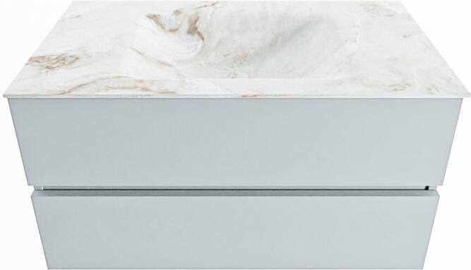 Mondiaz Vica Dlux badmeubel 90cm Clay Cloud wastafel Frappe midden zonder kraangat