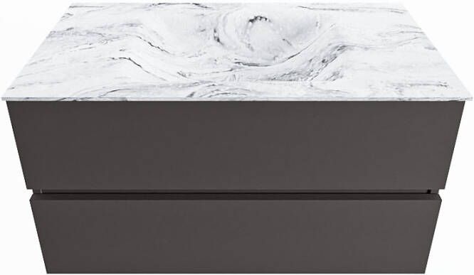 Mondiaz Vica Dlux badmeubel 90cm Dark grey Cloud wastafel Glace midden zonder kraangat