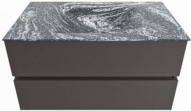 Mondiaz Vica Dlux badmeubel 90cm Dark grey Cloud wastafel Lava midden zonder kraangat