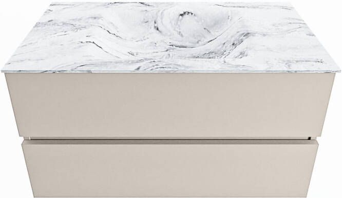 Mondiaz Vica Dlux badmeubel 90cm Linen Cloud wastafel Glace midden zonder kraangat