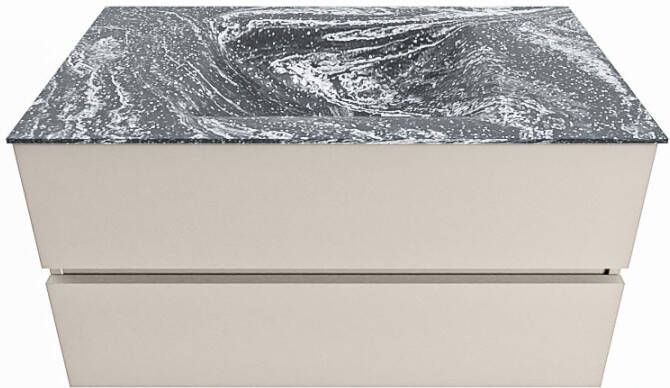 Mondiaz VICA-DLUX 90cm badmeubel onderkast Linen 2 lades. Inbouw wastafel CLOUD midden 1 kraangat kleur Lava. - Foto 2