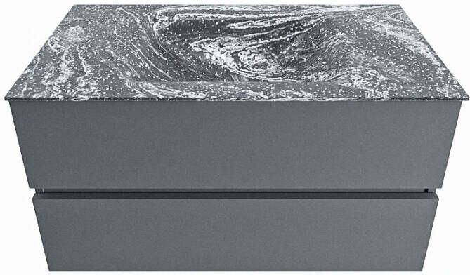 Mondiaz VICA-DLUX 90cm badmeubel onderkast Plata 2 lades. Inbouw wastafel CLOUD midden 1 kraangat kleur Lava.