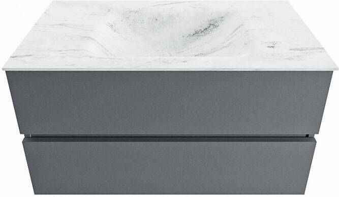 Mondiaz Vica Dlux badmeubel 90cm Plata Cloud wastafel Opalo midden met 1 kraangat