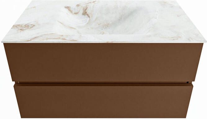 Mondiaz Vica Dlux badmeubel 90cm Rust Cloud wastafel Frappe midden zonder kraangat