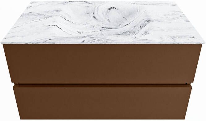 Mondiaz Vica Dlux badmeubel 90cm Rust Cloud wastafel Glace midden zonder kraangat