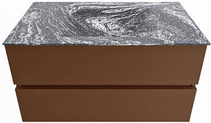 Mondiaz Vica Dlux badmeubel 90cm Rust Cloud wastafel Lava midden zonder kraangat