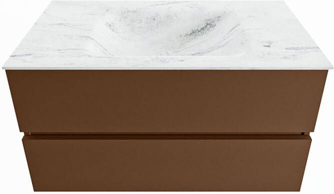 Mondiaz Vica Dlux badmeubel 90cm Rust Cloud wastafel Opalo midden zonder kraangat