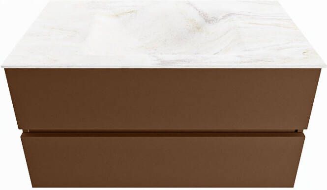 Mondiaz Vica Dlux badmeubel 90cm Rust Cloud wastafel Ostra midden zonder kraangat