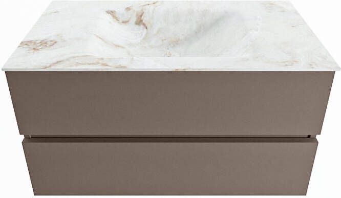 Mondiaz Vica Dlux badmeubel 90cm Smoke Cloud wastafel Frappe midden met 1 kraangat