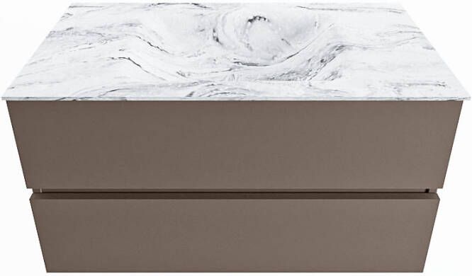 Mondiaz Vica Dlux badmeubel 90cm Smoke Cloud wastafel Glace midden zonder kraangat