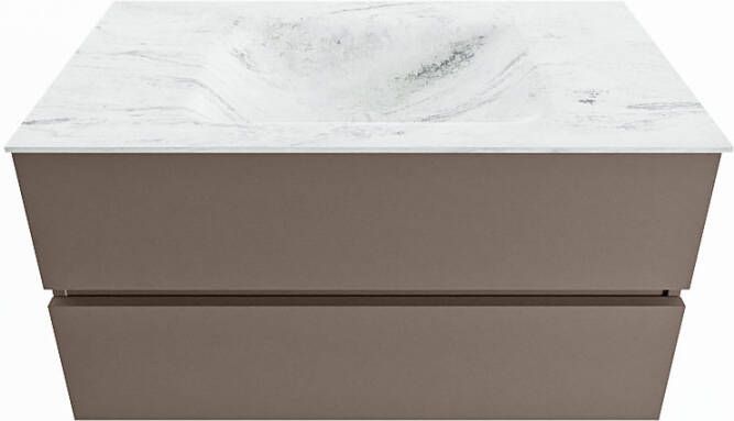 Mondiaz Vica Dlux badmeubel 90cm Smoke Cloud wastafel Opalo midden zonder kraangat