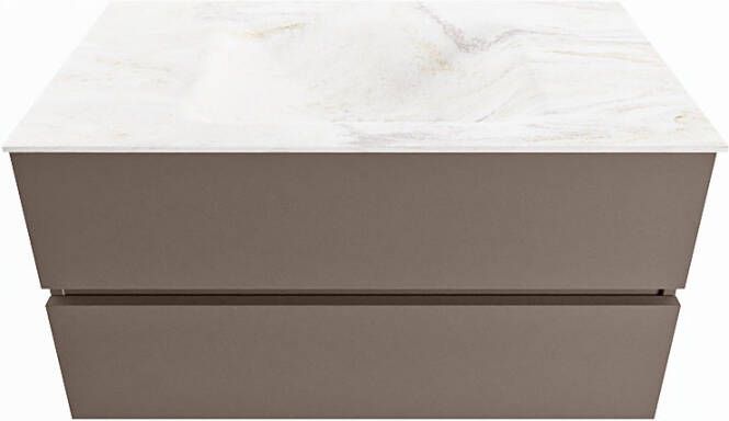 Mondiaz Vica Dlux badmeubel 90cm Smoke Cloud wastafel Ostra midden met 1 kraangat