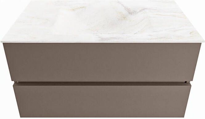Mondiaz Vica Dlux badmeubel 90cm Smoke Cloud wastafel Ostra midden zonder kraangat