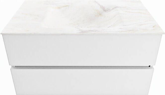 Mondiaz VICA-DLUX 90cm badmeubel onderkast Talc 2 lades. Inbouw wastafel CLOUD midden 1 kraangat kleur Ostra. - Foto 2