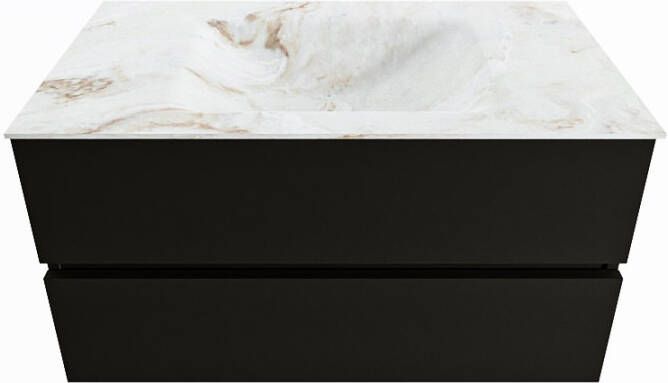 Mondiaz VICA-DLUX 90cm badmeubel onderkast Urban 2 lades. Inbouw wastafel CLOUD midden 1 kraangat kleur Frappe.