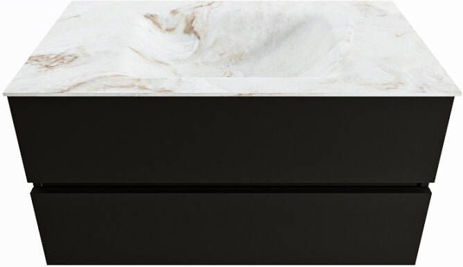 Mondiaz Vica Dlux badmeubel 90cm Urban Cloud wastafel Frappe midden zonder kraangat