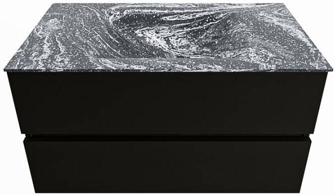 Mondiaz Vica Dlux badmeubel 90cm Urban Cloud wastafel Lava midden zonder kraangat
