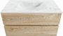 Mondiaz VICA-DLUX 90cm badmeubel onderkast Washed Oak 2 lades. Inbouw wastafel CLOUD midden zonder kraangat kleur Opalo. - Thumbnail 2