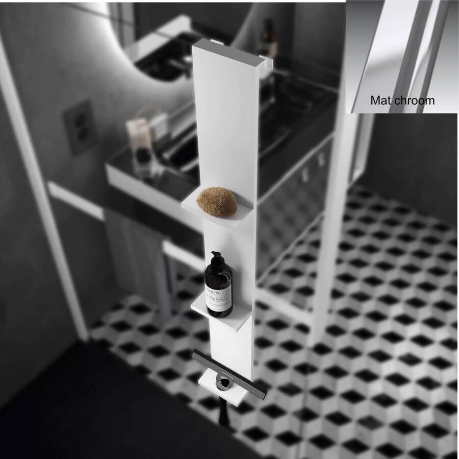 Novellini Frame planchet hangend 76x12cm + haak en wisserhouder mat chroom