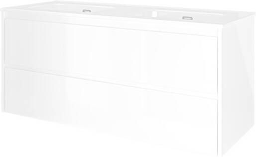 Proline Elegant badmeubel met keramische wastafel dubbel zonder kraangaten en onderkast symmetrisch Mat zwart 120x46cm (bxd)