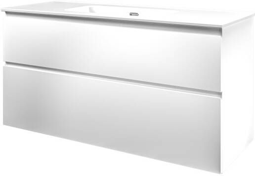 Proline Elegant badmeubel met keramische wastafel enkel zonder kraangat en onderkast a-symmetrisch Mat wit 120x46cm (bxd)