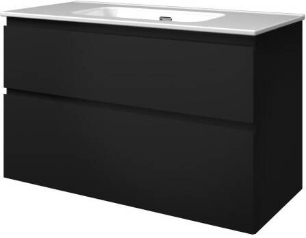 Proline Elegant badmeubel met keramische wastafel zonder kraangat en onderkast a-symmetrisch Mat zwart 80x46cm (bxd)