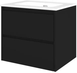 Proline Elegant badmeubel met keramische wastafel zonder kraangat en onderkast symmetrisch Mat zwart 80x46cm (bxd)