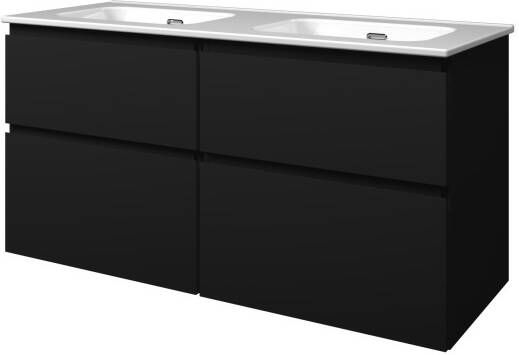 Proline Elegant badmeubel met keramische wastafel zonder kraangaten en onderkast 4 laden a-symmetrisch Glans wit 120x46cm (bxd)