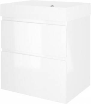 Proline Loft badmeubel met polystone wastafel met 1 kraangat en onderkast a-symmetrisch Glans wit Mat wit 120x46cm (bxd)