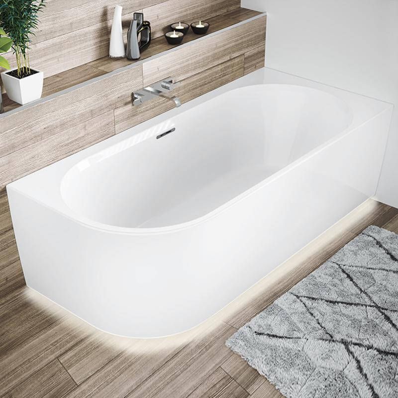 Riho Ligbad Halfvrijstaand Desire Corner Links 170x77x60 Acryl Glans Wit met LED Verlichting